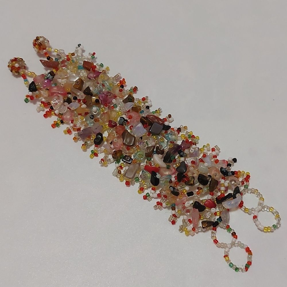 Artisan Handcrafted Multicolor Resin Woven Seed Bead Bracelet